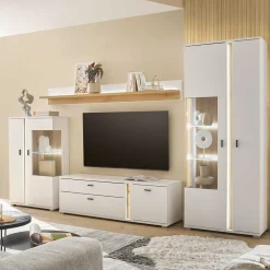 Wohnen Wohnwände|Wohnwand*TV Wohnwand Möbelkombi mit LED - Racelyn (vierteilig)