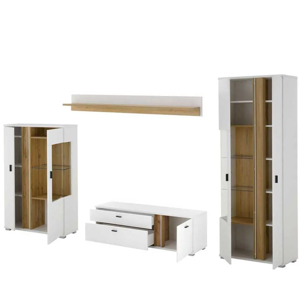 Wohnen Wohnwände|Wohnwand*TV Wohnwand Möbelkombi mit LED - Racelyn (vierteilig)