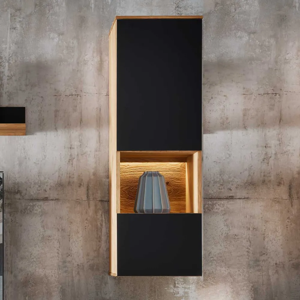 Wohnen Schwarze Möbel|Wohnzimmerschränke*TV Wohnwand Möbelset 194 cm breit - Viligrana (dreiteilig)