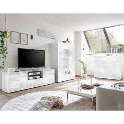 Wohnen Wohnwände|Wohnwand*TV Wohnwand Schränke in Weiß - Vascaub (dreiteilig)