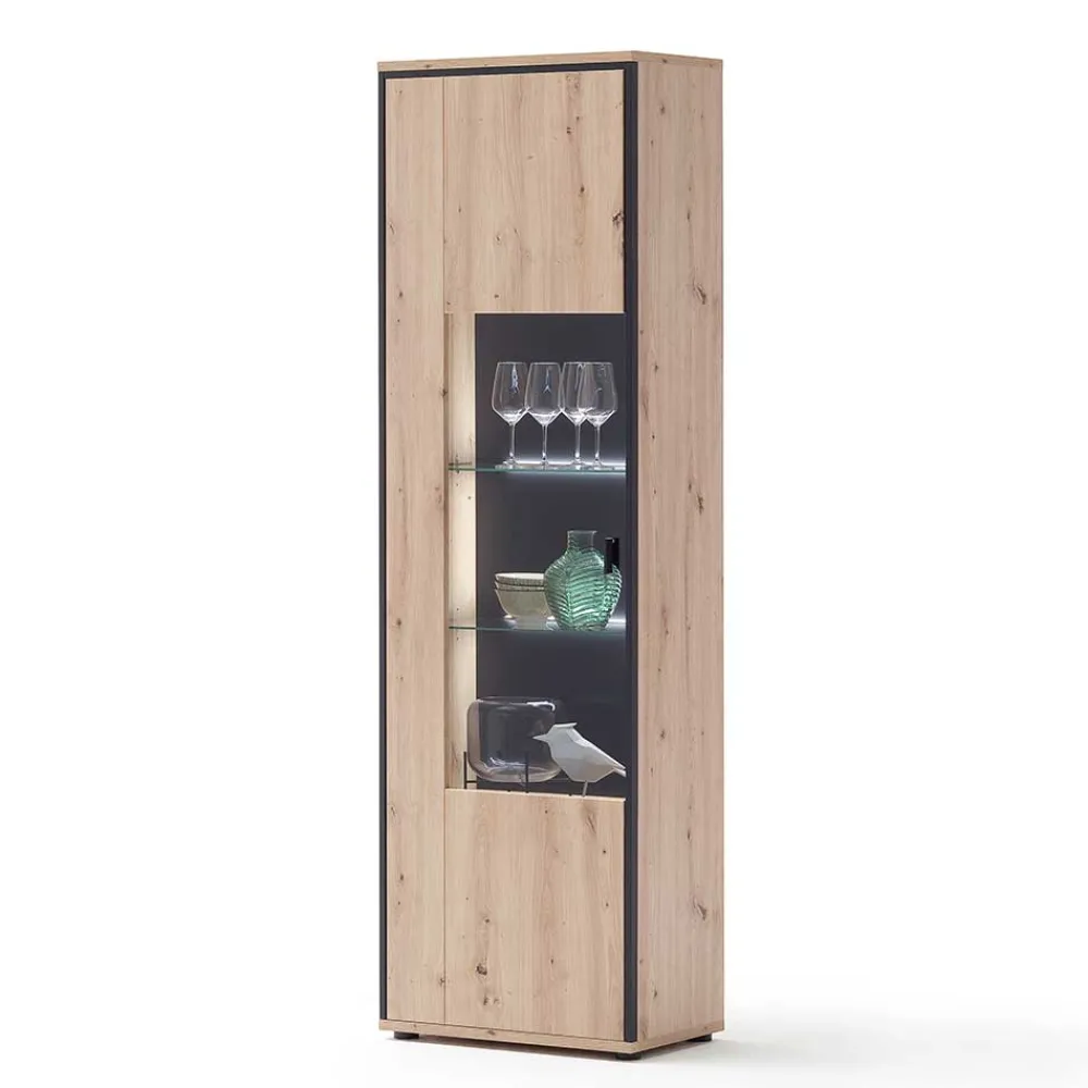 Wohnen TV Wohnwand Set in Dekor Eiche - Nikdus (dreiteilig)