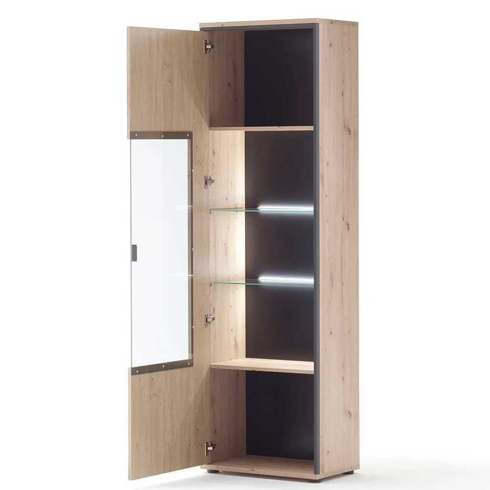 Wohnen TV Wohnwand Set in Dekor Eiche - Nikdus (dreiteilig)