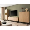 Wohnen Wohnzimmerschränke*TV Wohnwand Set in Eiche Stone - Jaskin (dreiteilig)