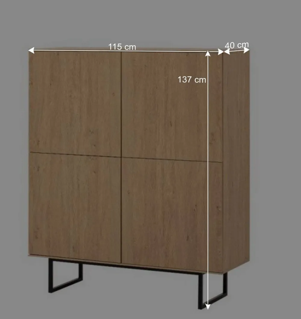 Wohnen Wohnzimmerschränke*TV Wohnwand Set in Eiche Stone - Jaskin (dreiteilig)