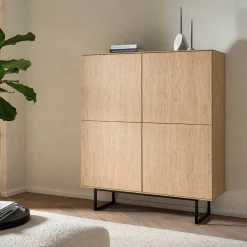 Wohnen Wohnzimmerschränke*TV Wohnwand Set in Eiche Stone - Jaskin (dreiteilig)