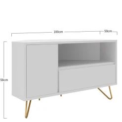 Wohnen Skandinavische Möbel|Sideboards & Kommoden*TV-Board für die Ecke in Weiß & Gold - Patinca