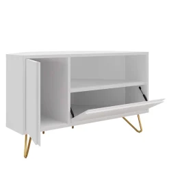 Wohnen Skandinavische Möbel|Sideboards & Kommoden*TV-Board für die Ecke in Weiß & Gold - Patinca