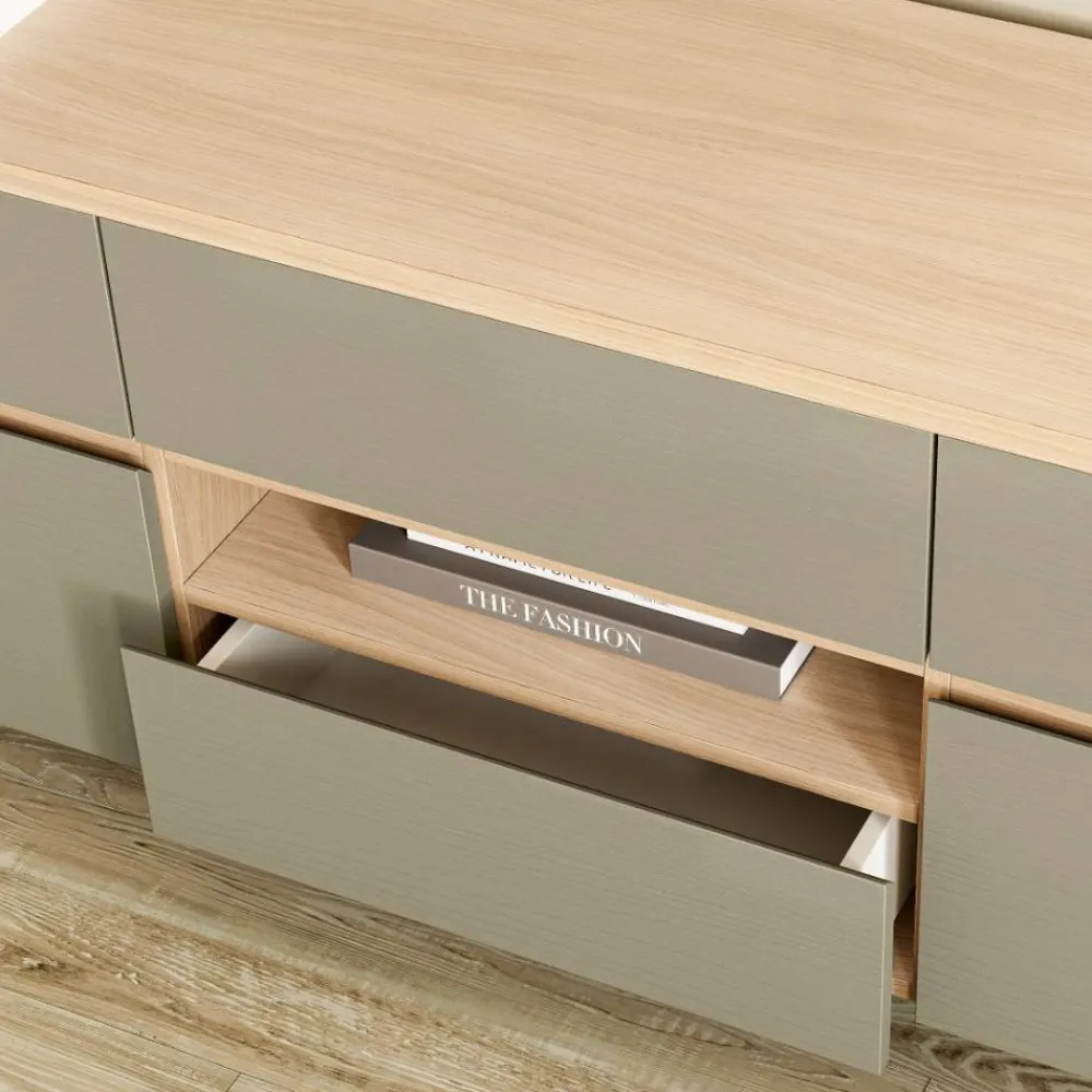 Wohnen TV-Board in Eukalyptus und Eiche Optik - Promo