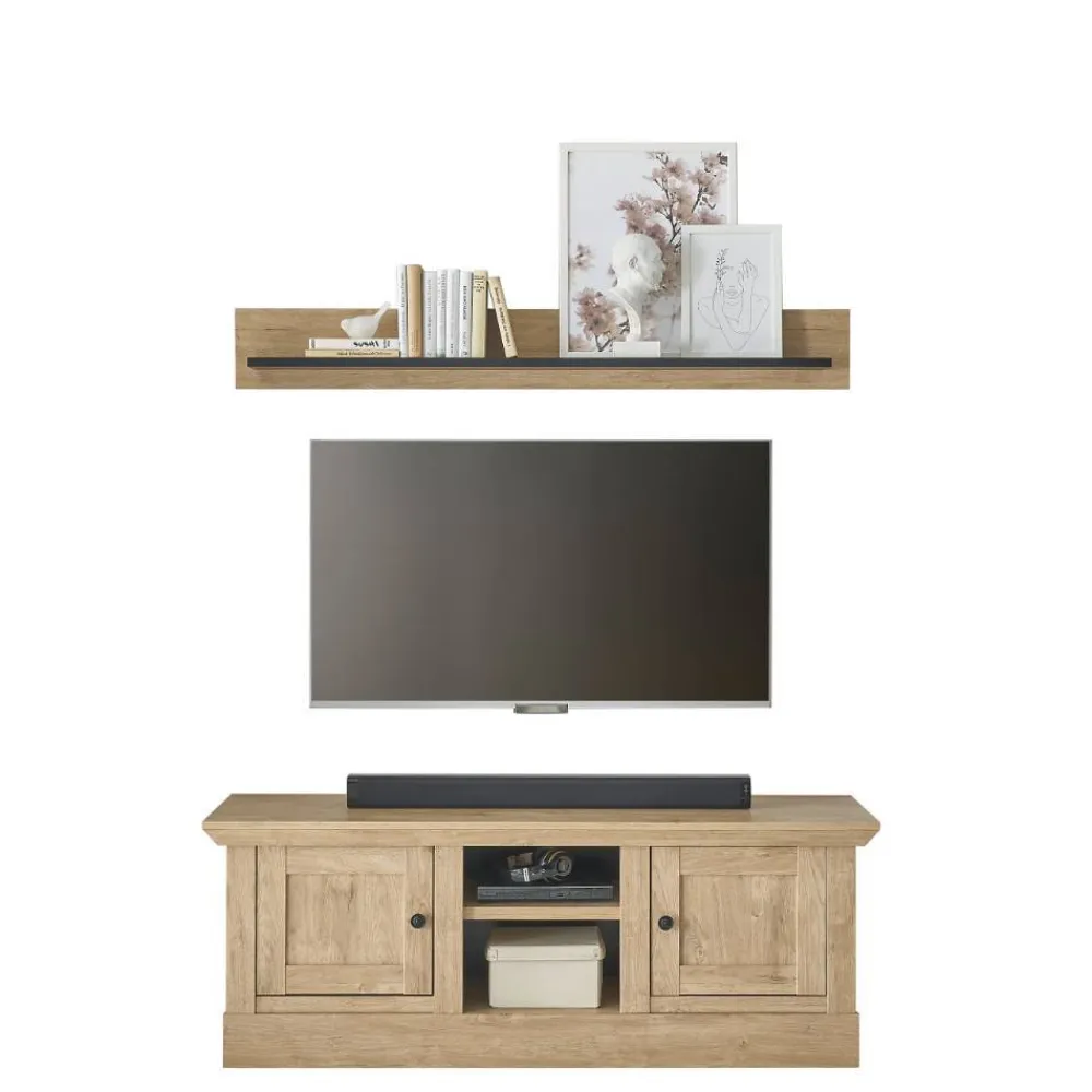 Wohnen Wohnzimmerschränke*TV-Board und Wandboard Set - Hengas (zweiteilig)