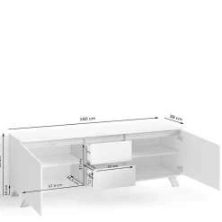 Wohnen Skandinavische Möbel|Sideboards & Kommoden*TV-Lowboard in Anthrazit mit Wildeiche - Operatiu