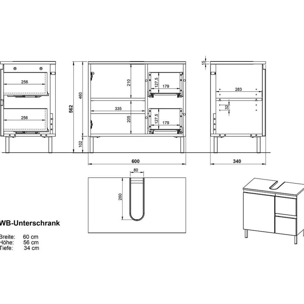 Wohnen Unterbeckenschrank fürs Bad - Aspariavo