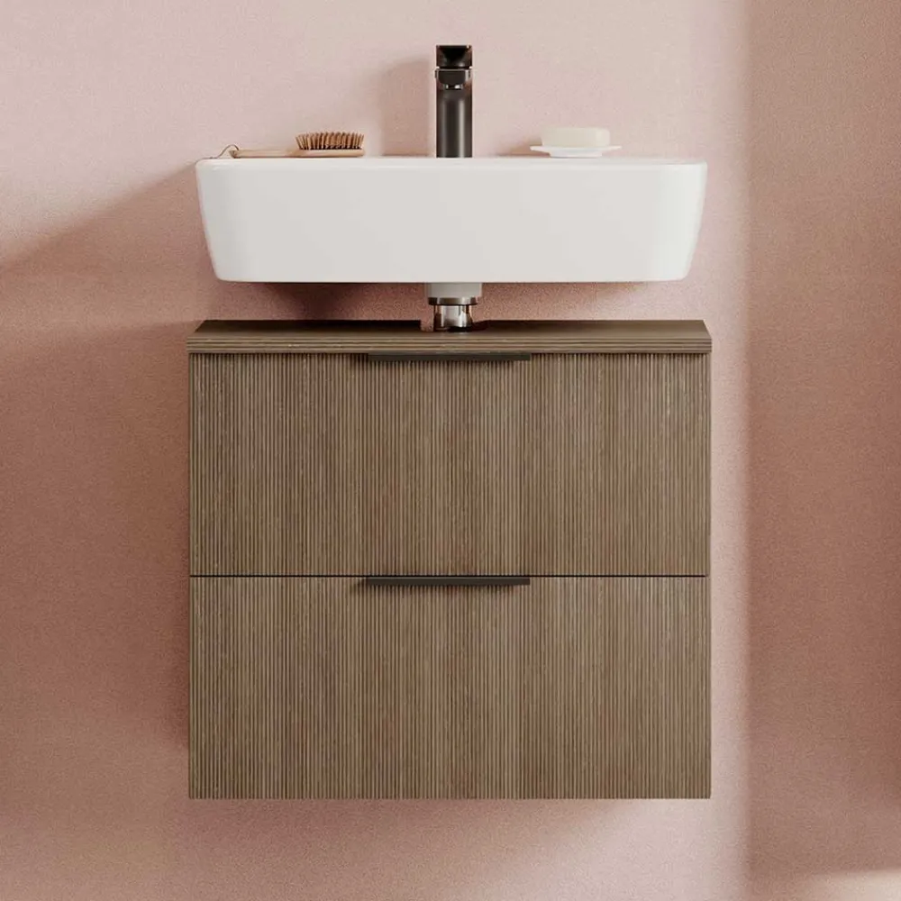 Wohnen Unterbeckenschrank in dunkler Eiche Holzoptik - Ucaida