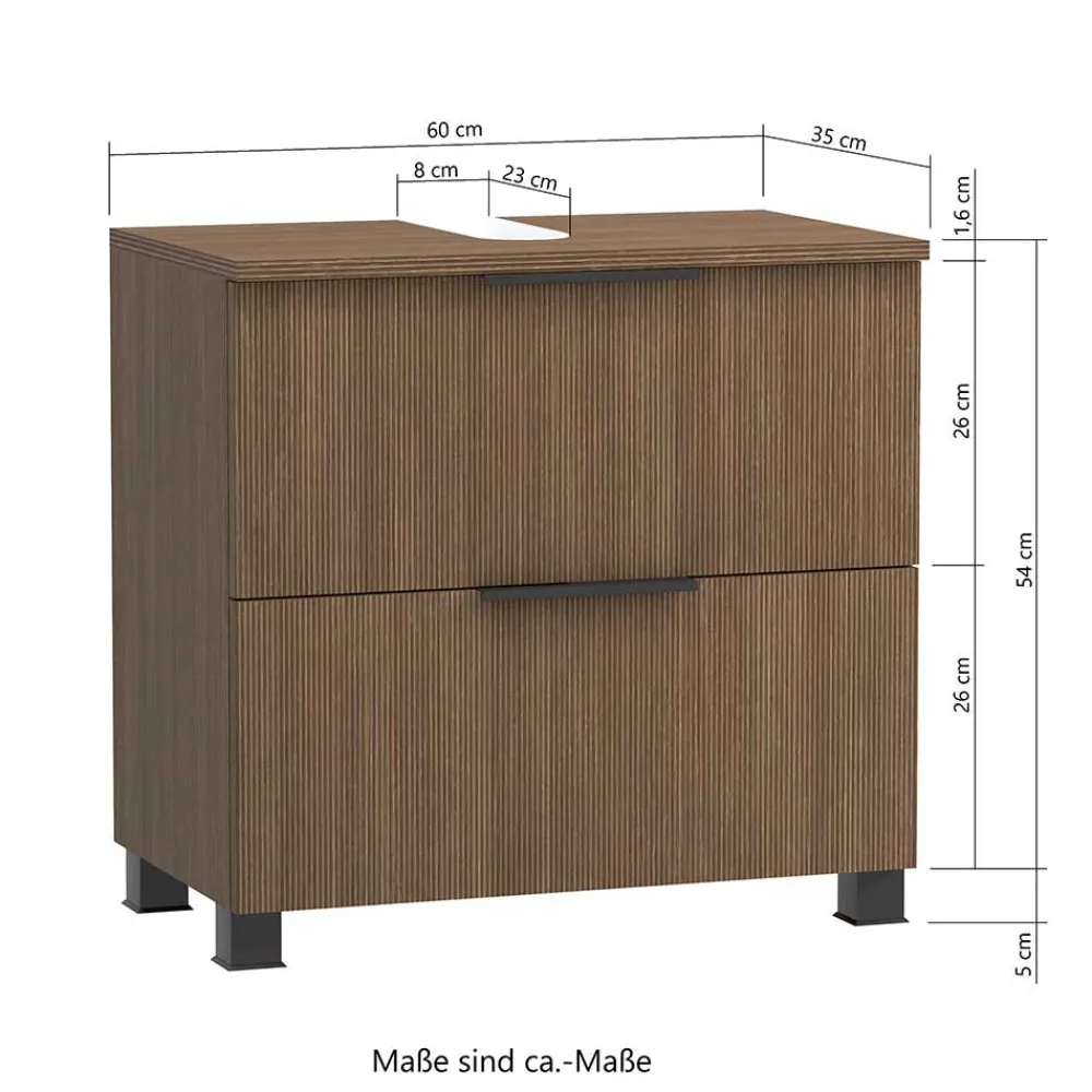 Wohnen Unterbeckenschrank in dunkler Eiche Holzoptik - Ucaida