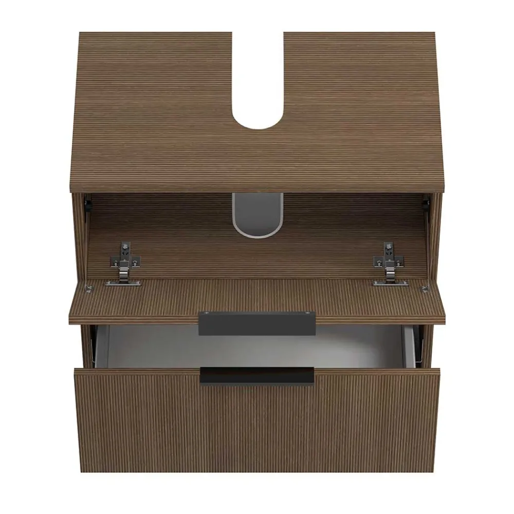 Wohnen Unterbeckenschrank in dunkler Eiche Holzoptik - Ucaida