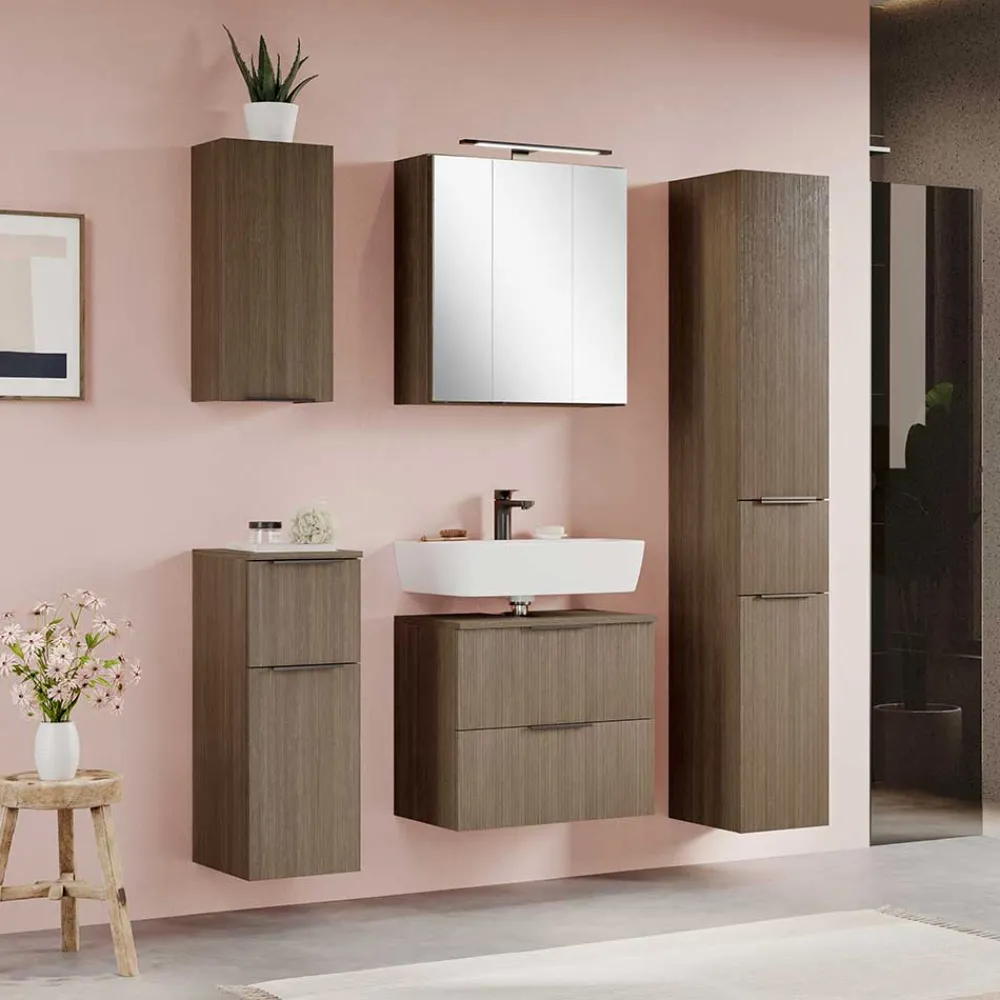 Wohnen Unterbeckenschrank in dunkler Eiche Holzoptik - Ucaida