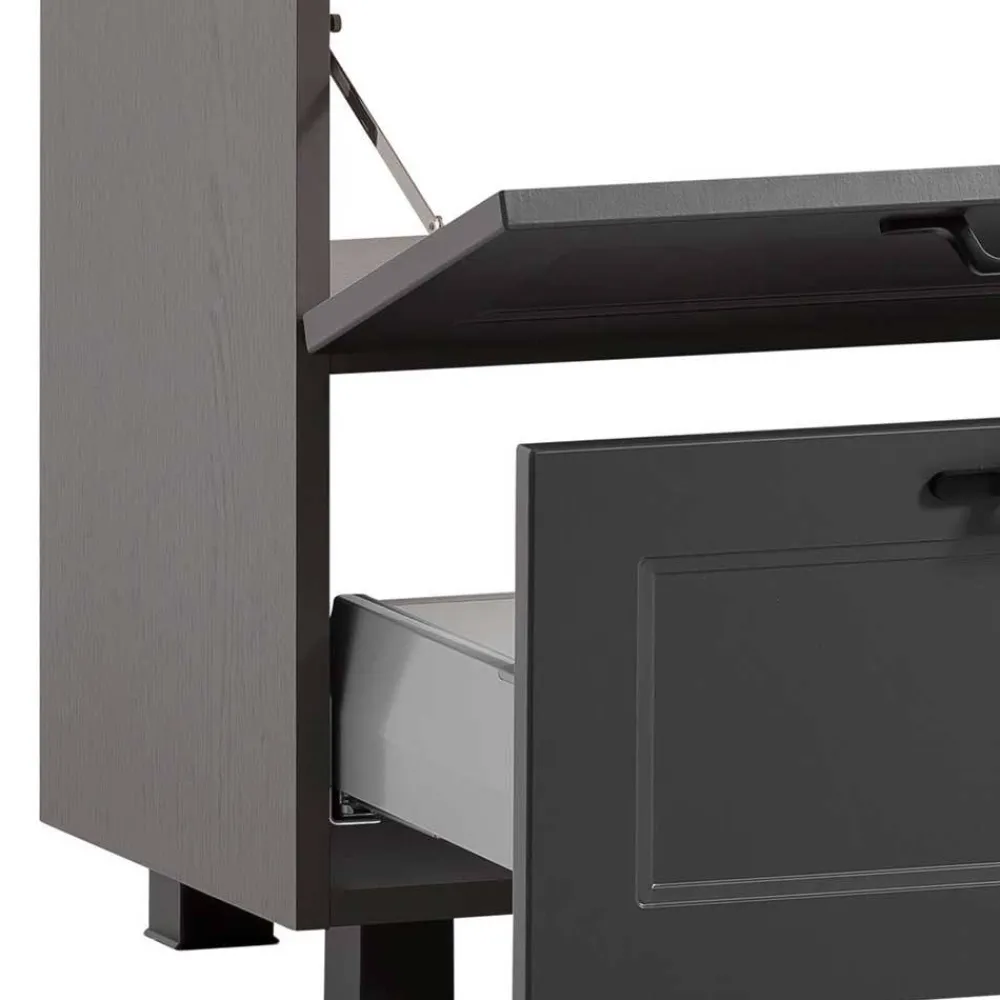 Wohnen Waschtisch|Waschbeckenunterschränke*Unterbeckenschrank in Dunkelgrau mit Wildeiche - Novelya