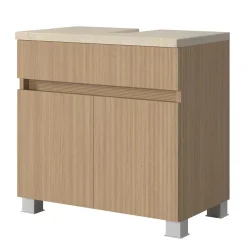 Wohnen Unterbeckenschrank in Eiche Hell Holzoptik - Vibulam