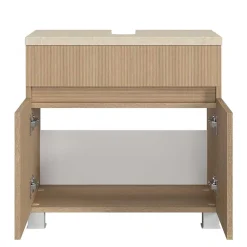 Wohnen Unterbeckenschrank in Eiche Hell Holzoptik - Vibulam