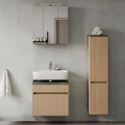 Wohnen Badschränke|Waschtisch*Unterbeckenschrank in Eiche Hell Dekor - Leitha