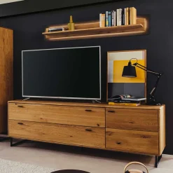 Wohnen Unterschrank für Fernseher mit zwei Schubladen & Tür - Flacona