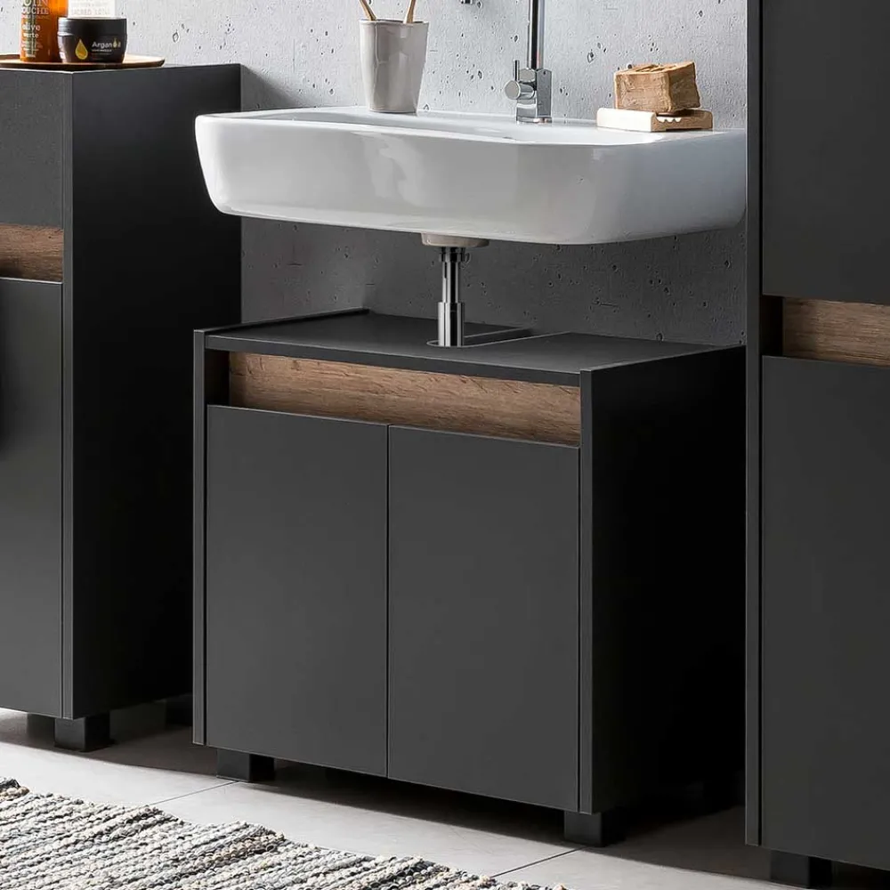 Wohnen Skandinavische Möbel*Unterschrank für Waschbecken in Anthrazit - Marcius