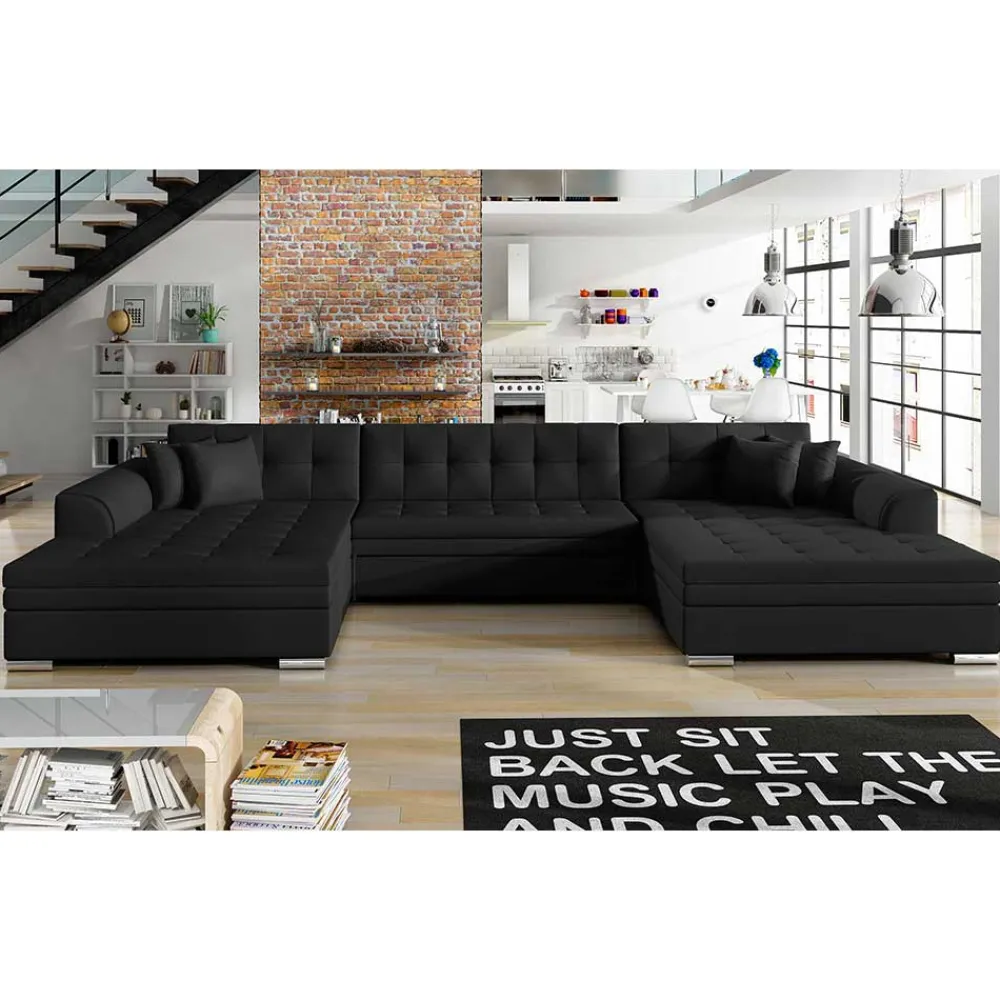 Wohnen Sofas|Sofa*U-Sofa in Schwarz Kunstlederbezug - Bekasi