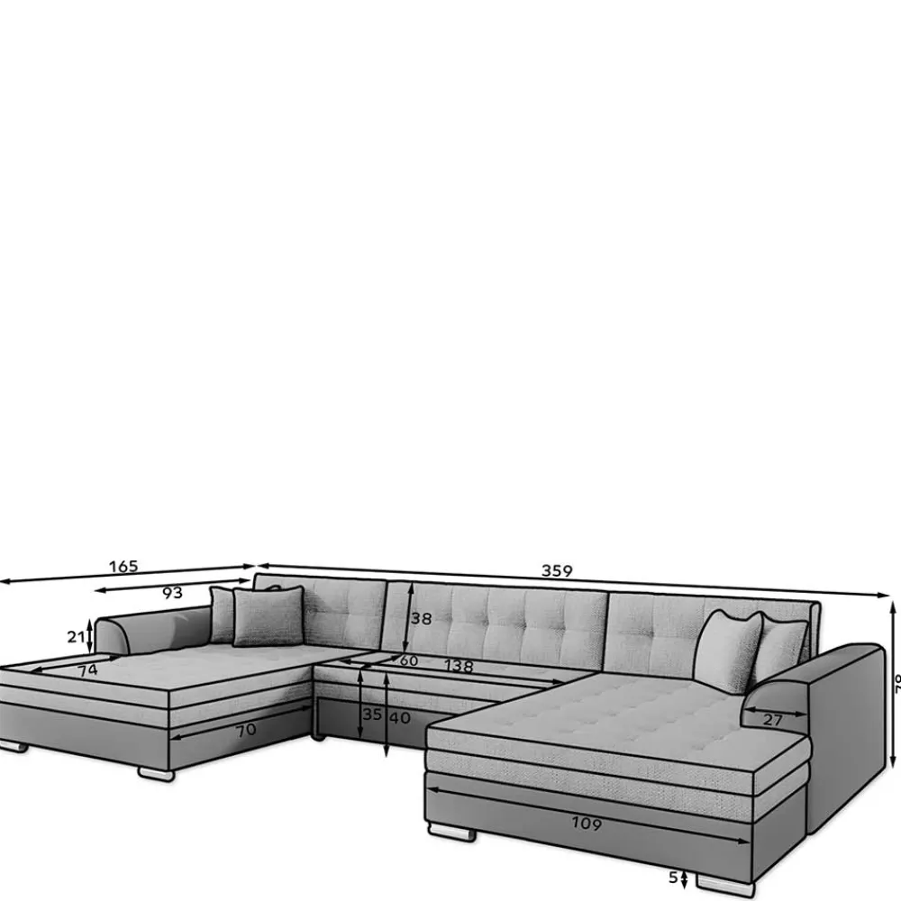 Wohnen Sofas|Sofa*U-Sofa in Schwarz Kunstlederbezug - Bekasi