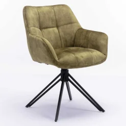 Wohnen Wohnzimmerstühle*Velours Armlehnenstuhl in Oliv Grün - Sagavi (2er Set)