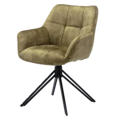 Wohnen Wohnzimmerstühle*Velours Armlehnenstuhl in Oliv Grün - Sagavi (2er Set)