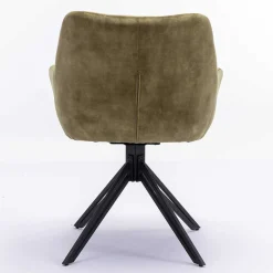 Wohnen Wohnzimmerstühle*Velours Armlehnenstuhl in Oliv Grün - Sagavi (2er Set)