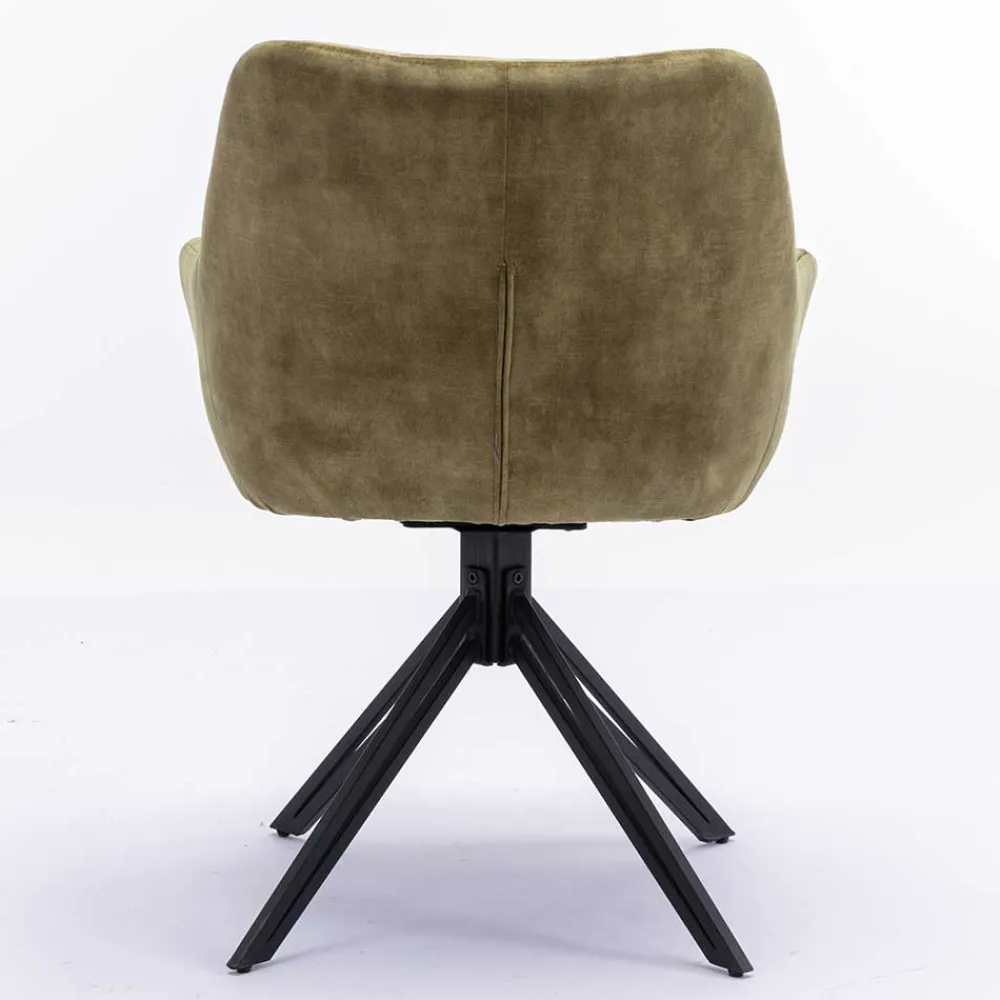 Wohnen Wohnzimmerstühle*Velours Armlehnenstuhl in Oliv Grün - Sagavi (2er Set)