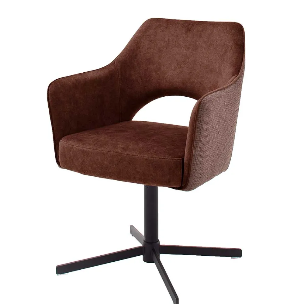 Wohnen Retro Möbel*Velours Armlehnstühle in Rostfarben - Fiorello (2er Set)