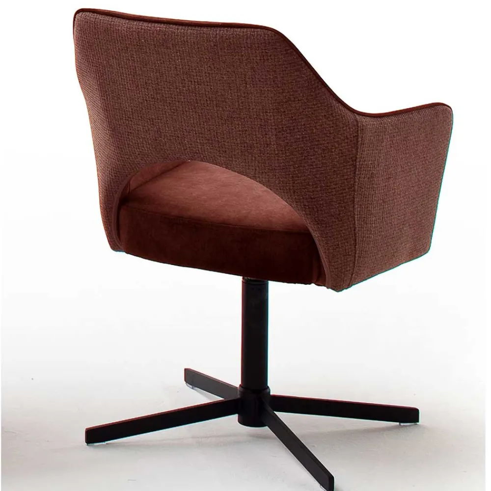 Wohnen Retro Möbel*Velours Armlehnstühle in Rostfarben - Fiorello (2er Set)