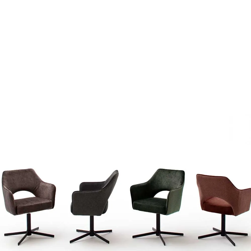 Wohnen Retro Möbel*Velours Armlehnstühle in Rostfarben - Fiorello (2er Set)