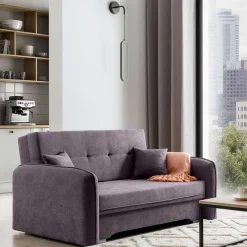 Wohnen Velours Couch in Mauve mit Federkern - Speccia