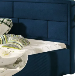 Wohnen Velours Doppelbett in Dunkelblau - Liony