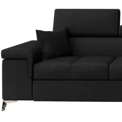 Wohnen Velours Ecksofa in Schwarz - Milwaukee