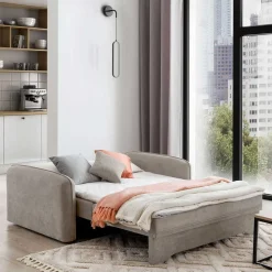 Wohnen Schlafsofas*Velours Federkerncouch in Beigegrau - Fortinos