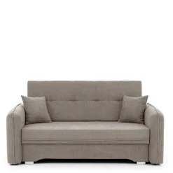 Wohnen Schlafsofas*Velours Federkerncouch in Beigegrau - Fortinos