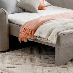 Wohnen Schlafsofas*Velours Federkerncouch in Beigegrau - Fortinos