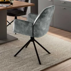 Wohnen Velours Küchenstuhl mit Armlehnen - Jeremy (2er Set)