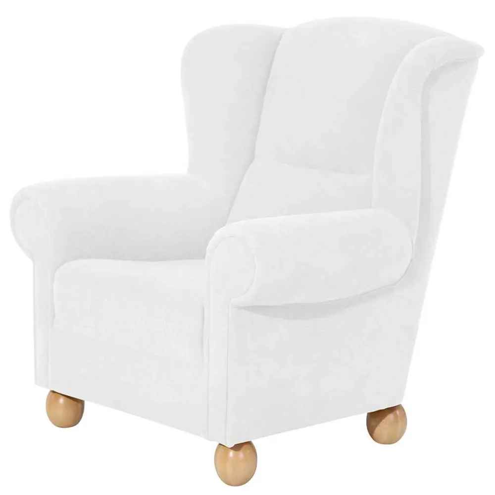 Wohnen Velours Ohrensessel in Cremeweiß - Clamps