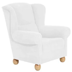 Wohnen Velours Ohrensessel in Cremeweiß - Clamps