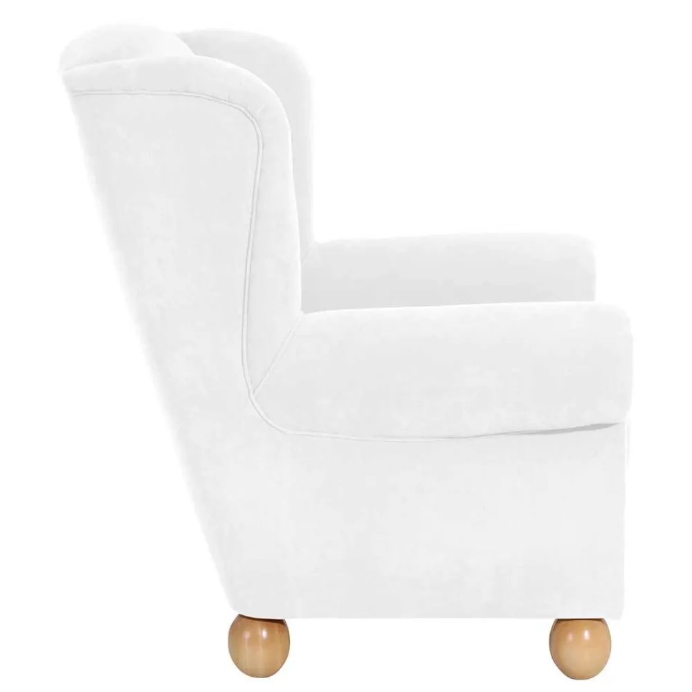 Wohnen Velours Ohrensessel in Cremeweiß - Clamps