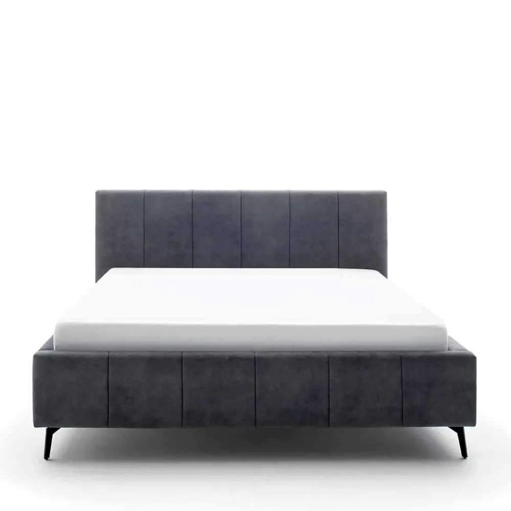 Wohnen Velours Polsterbett in Anthrazit - Laterna