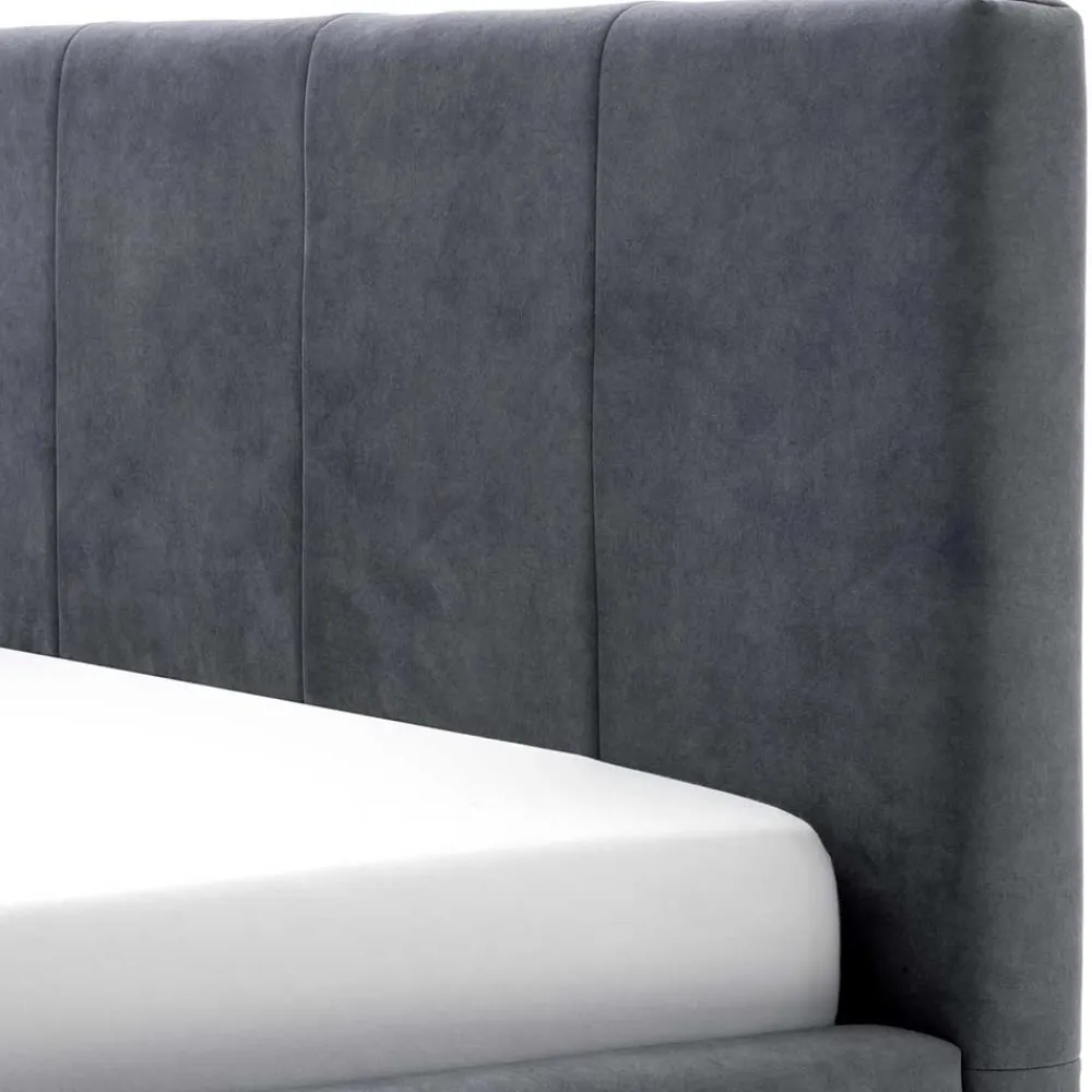 Wohnen Velours Polsterbett in Anthrazit - Laterna