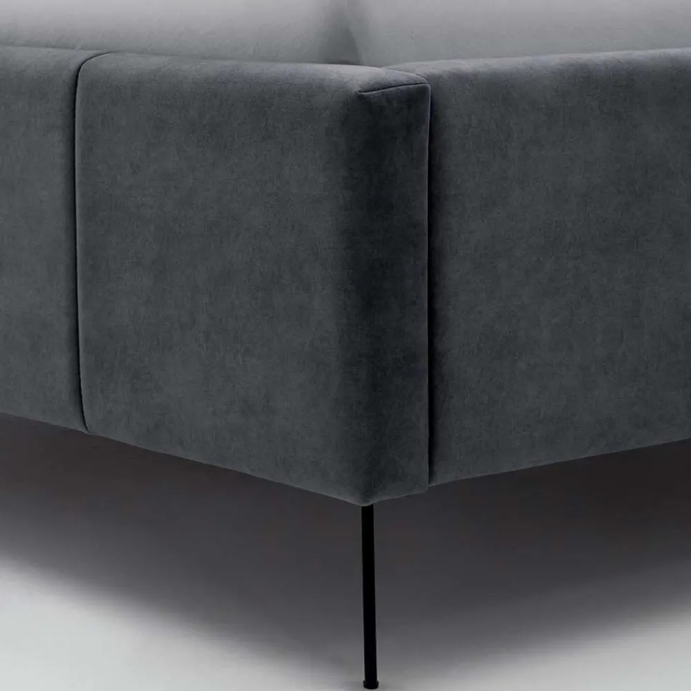 Wohnen Velours Polsterbett in Anthrazit - Laterna