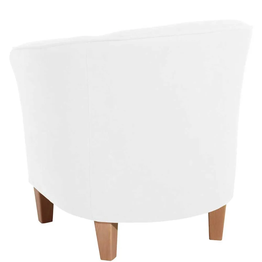 Wohnen Sessel & Hocker|Sessel*Velours Polsterssel in Creme und Buche - Potova