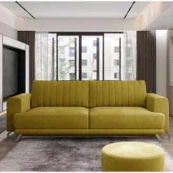 Wohnen Schlafsofas*Velours Schlafcouch mit 145x215 cm Liegefläche - Lotta