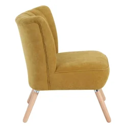 Wohnen Retro Möbel|Sessel & Hocker*Velours Sessel in Maisgelb und Buche - Barack